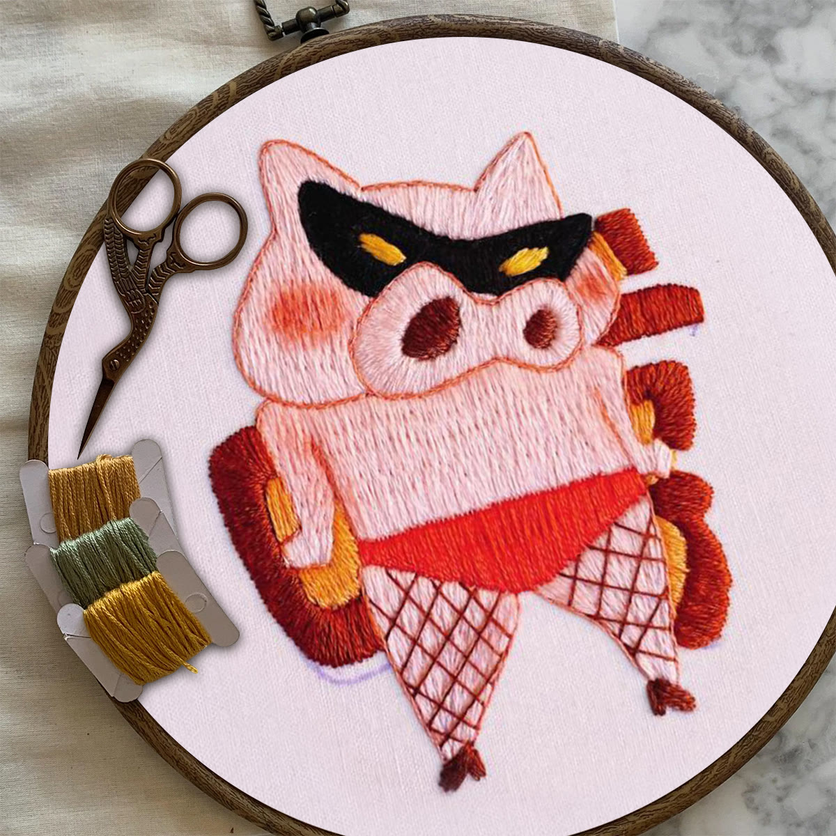 Rubbyoo Embroidery Kit- Funny Pig| Diy Kit For Starter  Hand Stitch - image 7