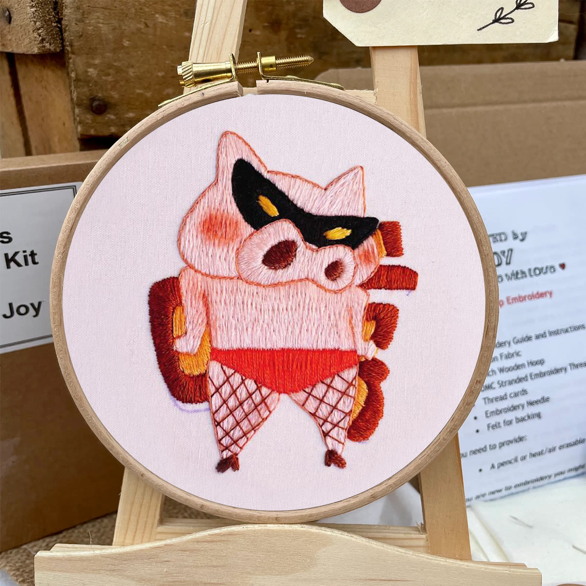 Rubbyoo Embroidery Kit- Funny Pig| Diy Kit For Starter  Hand Stitch - image 6