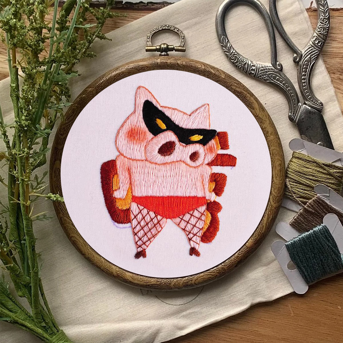 Rubbyoo Embroidery Kit- Funny Pig| Diy Kit For Starter  Hand Stitch - image 8
