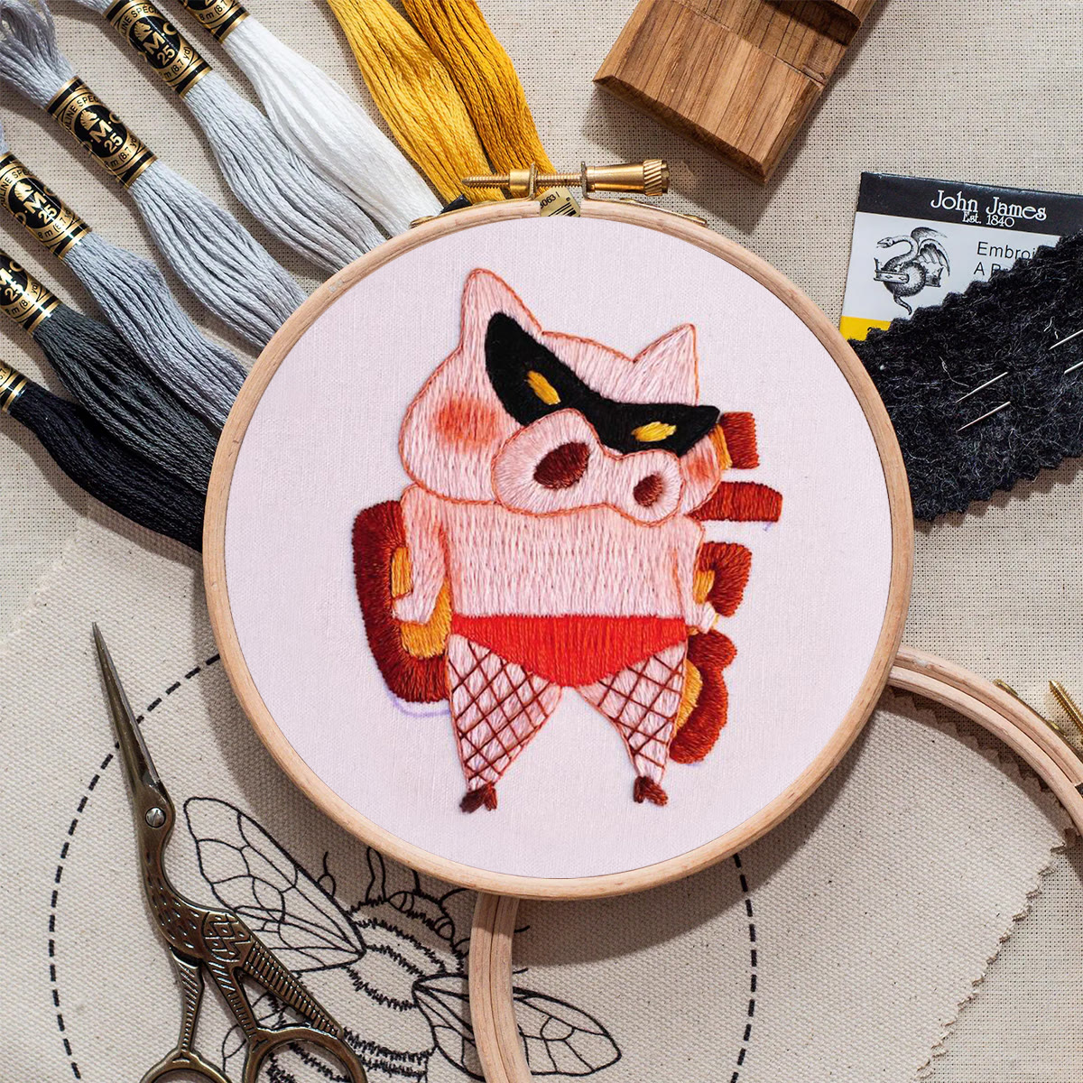 Rubbyoo Embroidery Kit- Funny Pig| Diy Kit For Starter  Hand Stitch - image 9