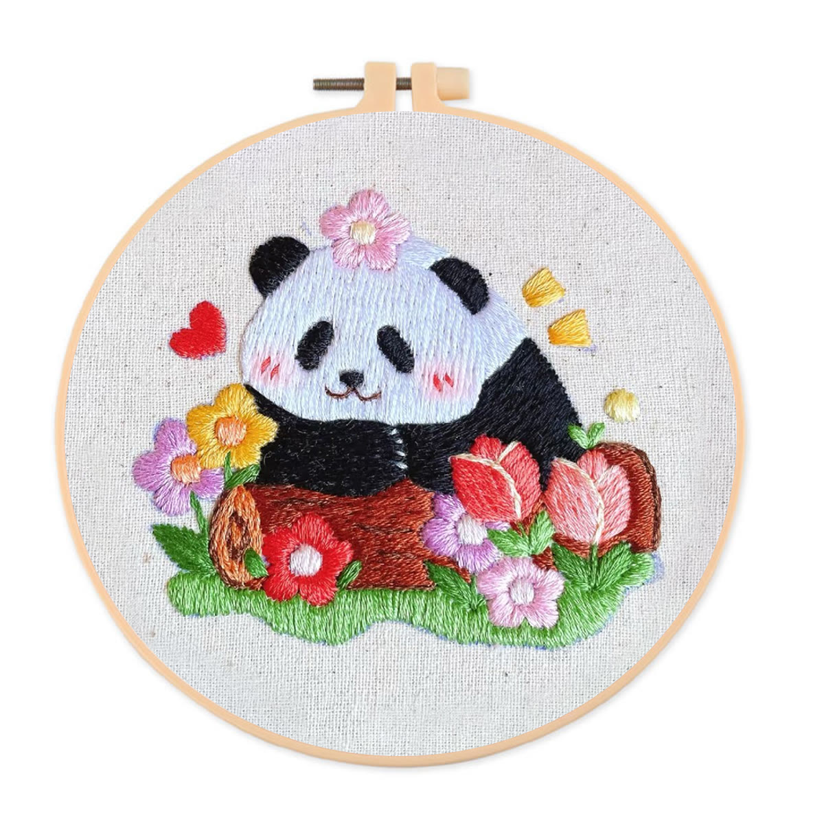 Rubbyoo Embroidery Kit- Cute Panda | Diy Kit For Starter  Hand Stitch - image 1