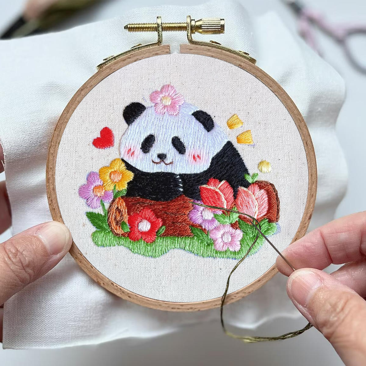Rubbyoo Embroidery Kit- Cute Panda | Diy Kit For Starter  Hand Stitch - image 4