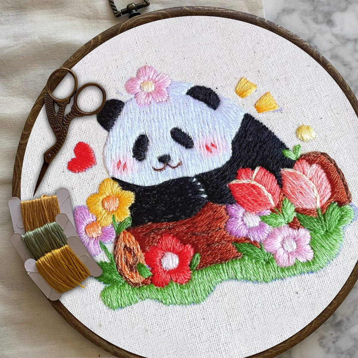 Rubbyoo Embroidery Kit- Cute Panda | Diy Kit For Starter  Hand Stitch - image 7