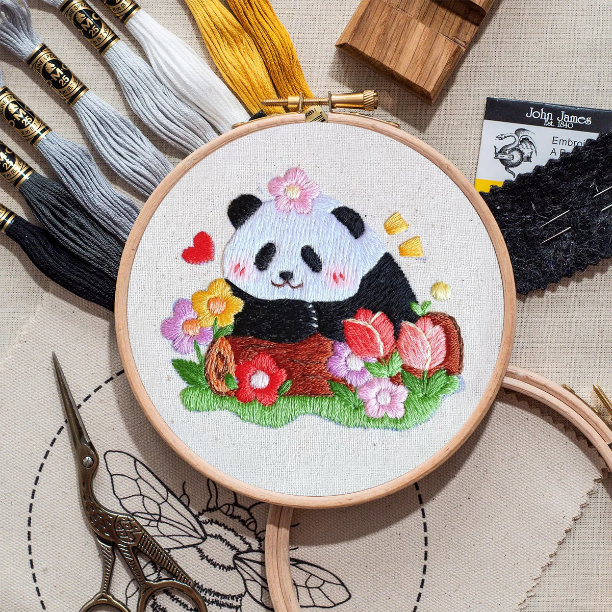 Rubbyoo Embroidery Kit- Cute Panda | Diy Kit For Starter  Hand Stitch - image 9
