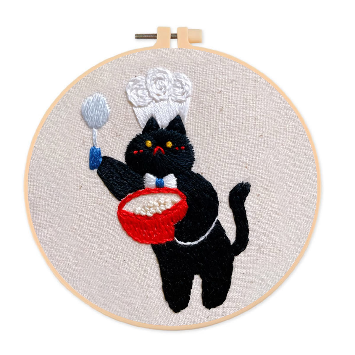 Rubbyoo Embroidery Kit- Black Cat Chef | Diy Kit For Starter  Hand Stitch - image 1