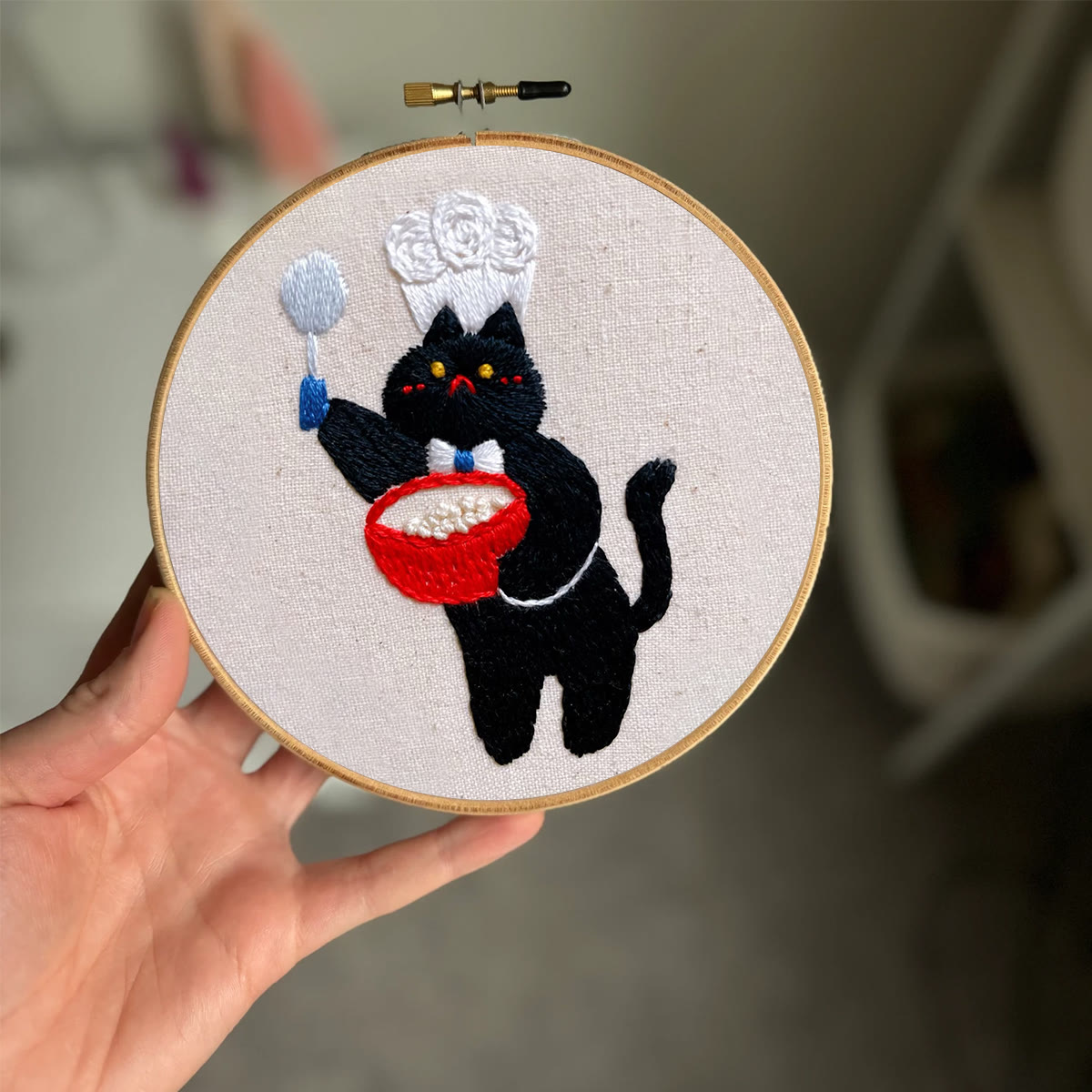 Rubbyoo Embroidery Kit- Black Cat Chef | Diy Kit For Starter  Hand Stitch - image 2