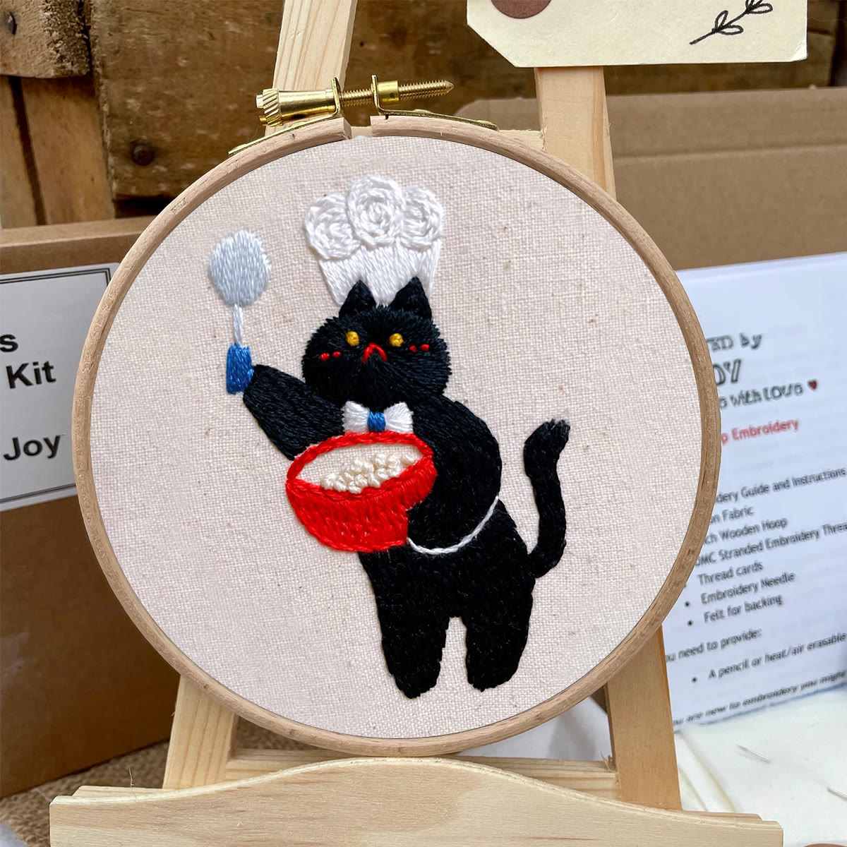 Rubbyoo Embroidery Kit- Black Cat Chef | Diy Kit For Starter  Hand Stitch - image 6