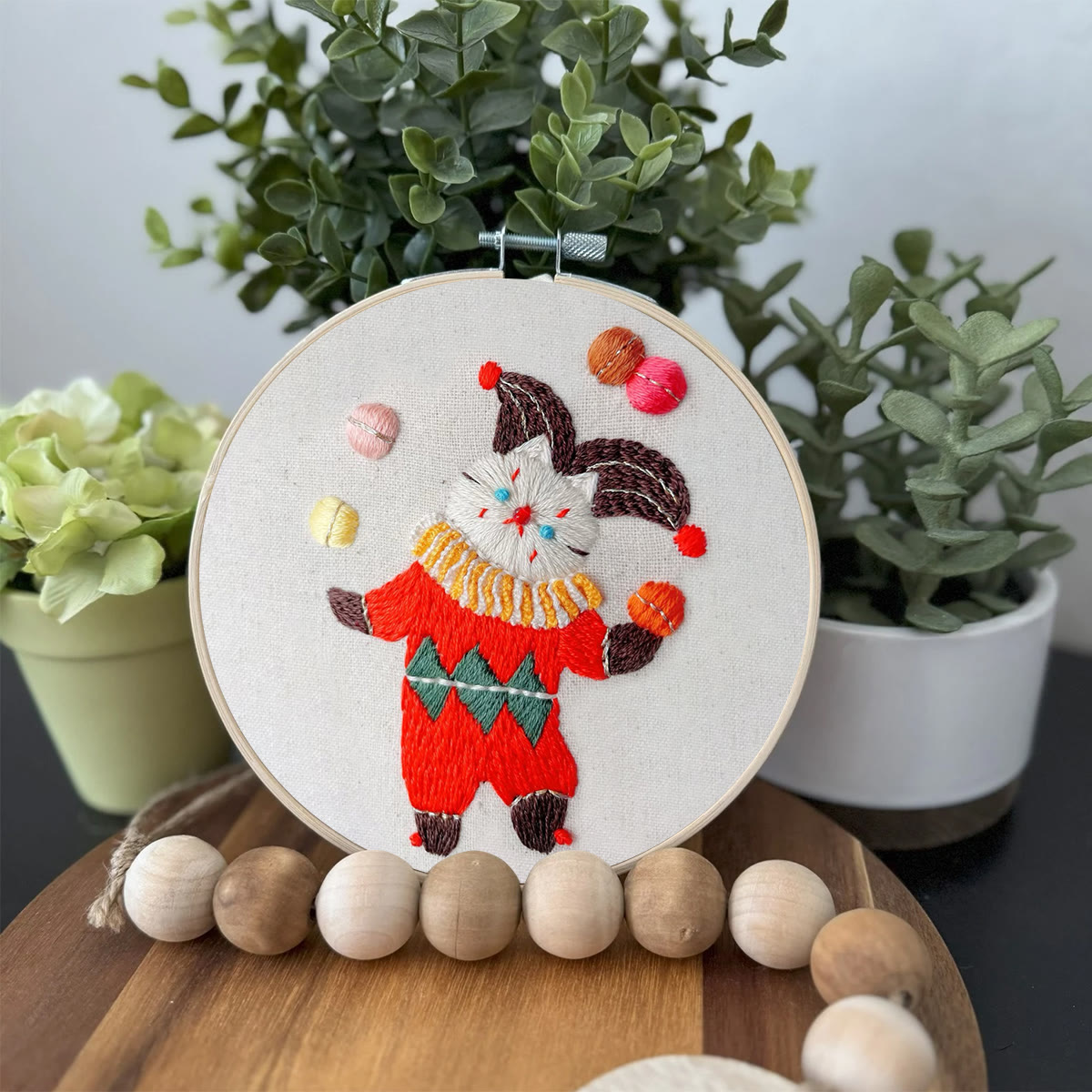 Rubbyoo Embroidery Kit- Circus White Cat| Diy Kit For Starter  Hand Stitch - image 3