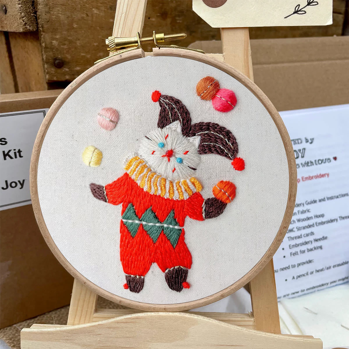 Rubbyoo Embroidery Kit- Circus White Cat| Diy Kit For Starter  Hand Stitch - image 6