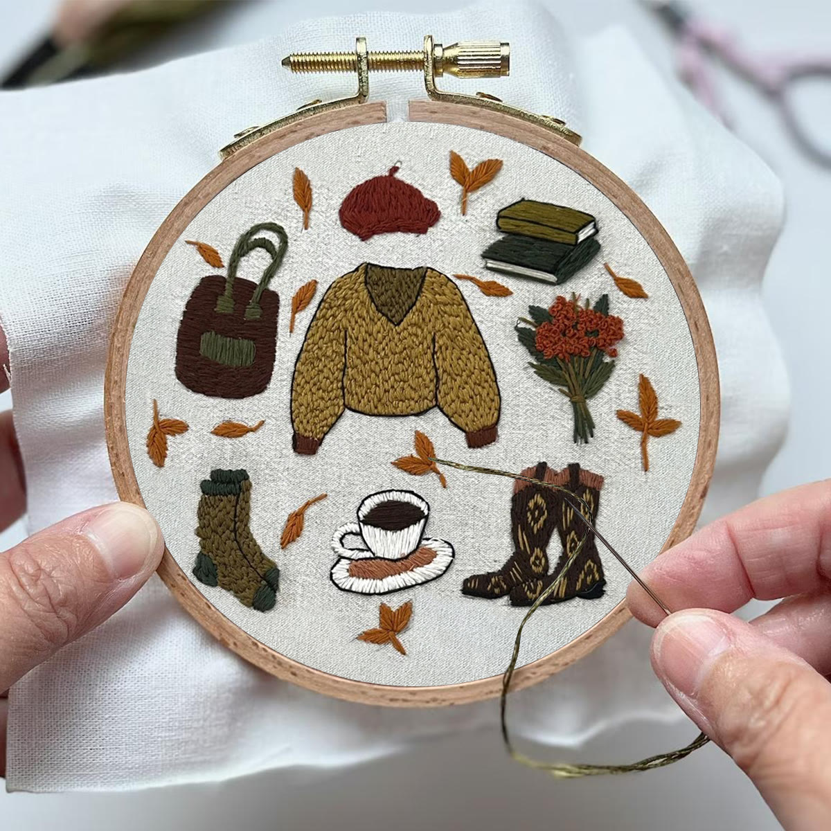 Rubbyoo Embroidery Kit- Autumn Sweatshirt| Diy Kit For Beginners  Cozy Crafts - image 4