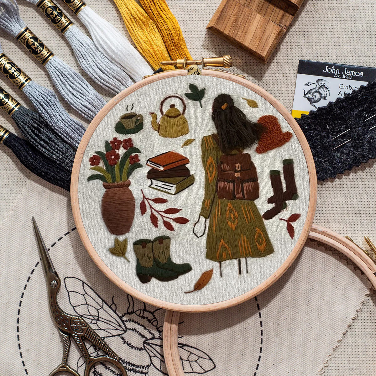 Rubbyoo Embroidery Kit- Autumn Vibes  3 | Diy Kit For Beginners  Cozy Crafts - image 9