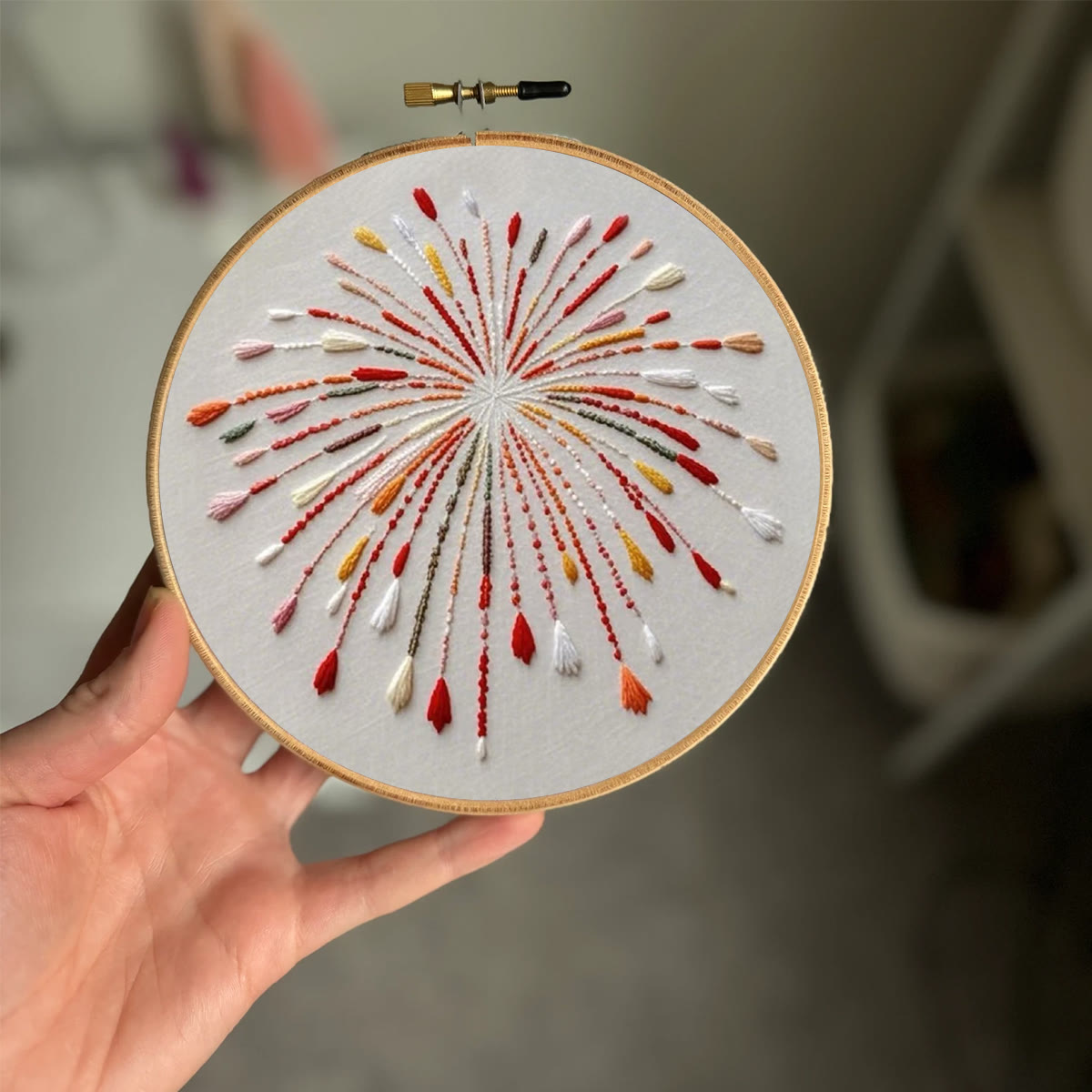 Rubbyoo Embroidery Kit- Orange Fireworks | Hand Stitch Wall Decor For Beginners - image 2