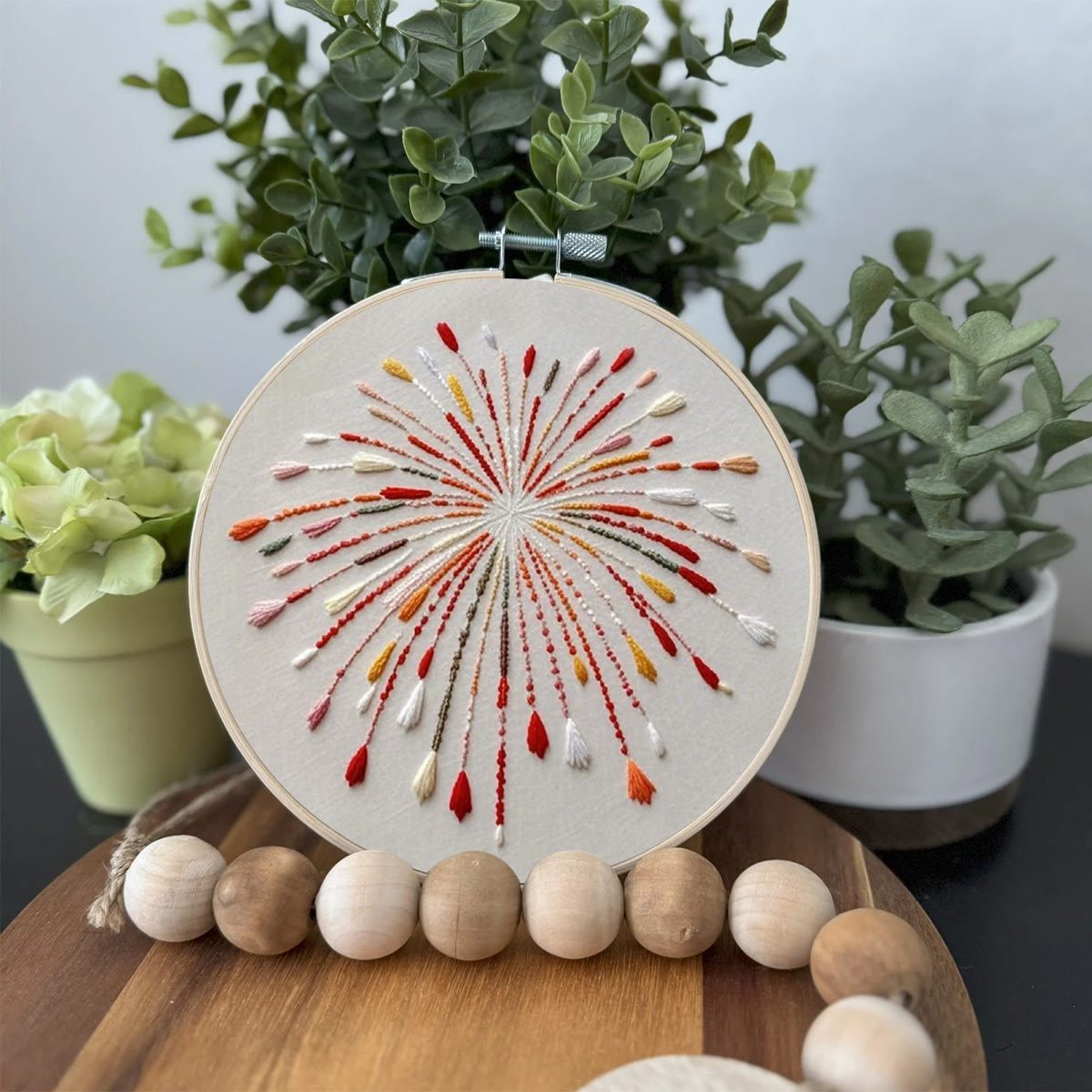 Rubbyoo Embroidery Kit- Orange Fireworks | Hand Stitch Wall Decor For Beginners - image 3