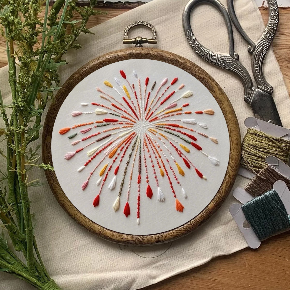 Rubbyoo Embroidery Kit- Orange Fireworks | Hand Stitch Wall Decor For Beginners - image 8