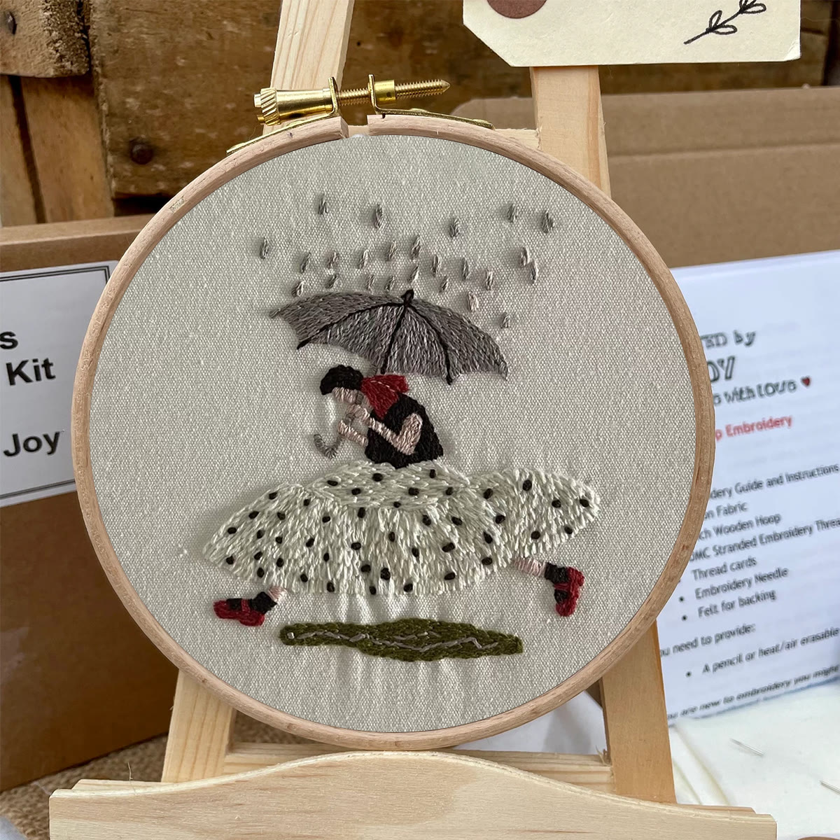 Rubbyoo Embroidery Kit- Shelter From The Rain | Cozy Crafts Diy Kit For Women - image 6