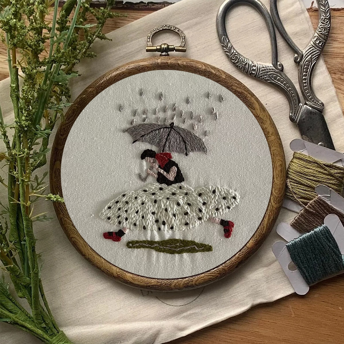 Rubbyoo Embroidery Kit- Shelter From The Rain | Cozy Crafts Diy Kit For Women - image 8