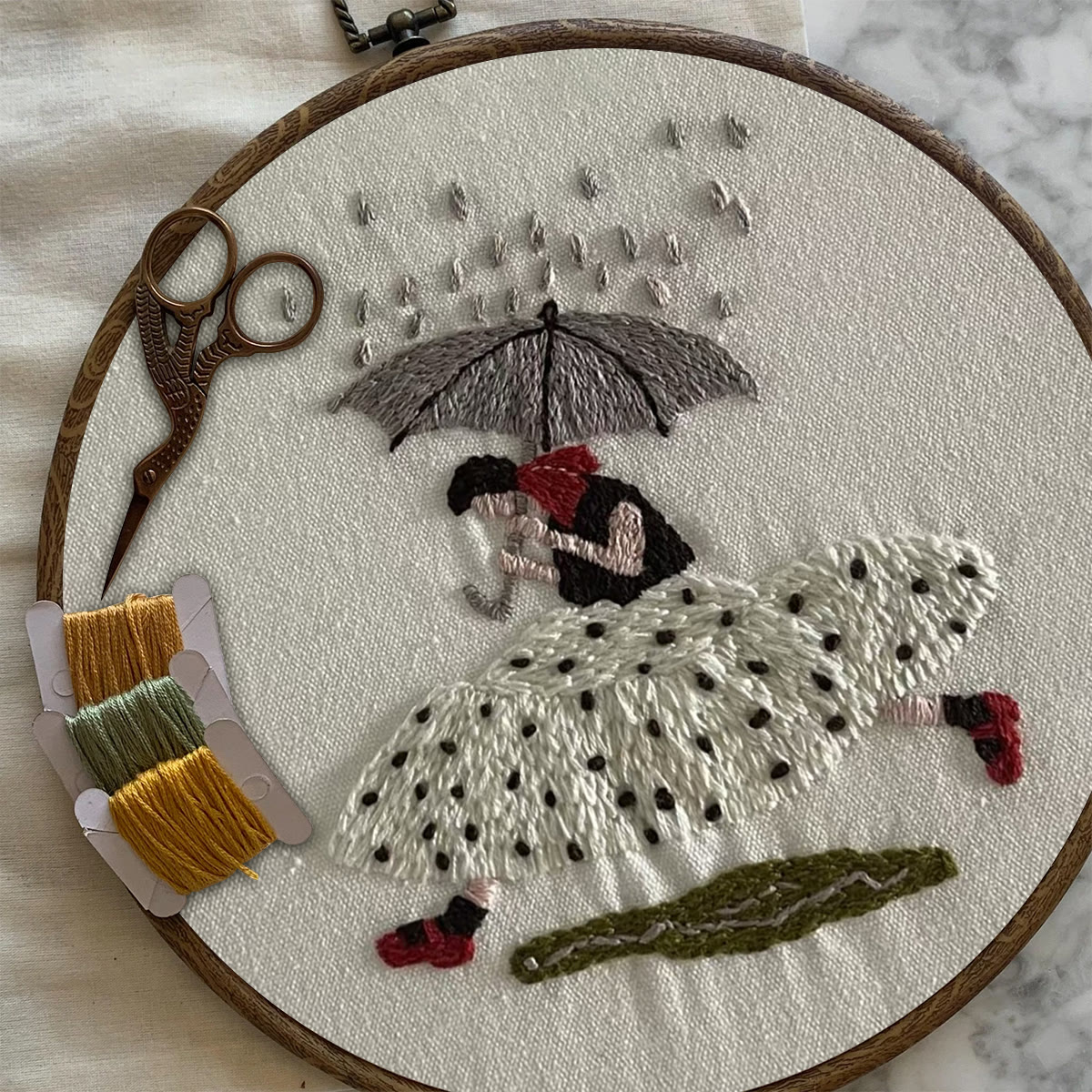 Rubbyoo Embroidery Kit- Shelter From The Rain | Cozy Crafts Diy Kit For Women - image 7