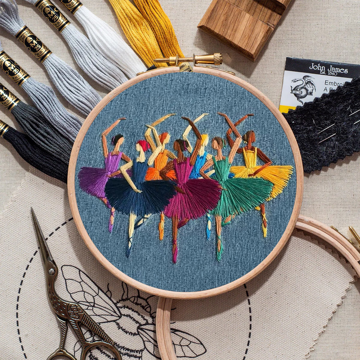 Rubbyoo Embroidery Kit- Dancers Portrait | Cozy Crafts Diy Kit For Women - image 9