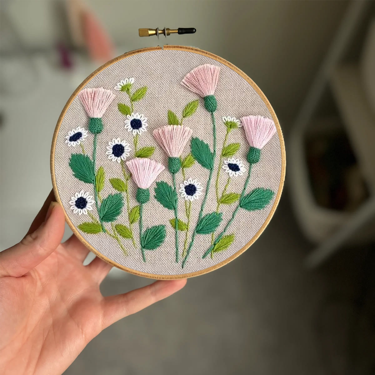 Rubbyoo Embroidery Kit- Pink Floral Pattern | Embroidery Kit For Beginner,Modern  Embroidery - image 2
