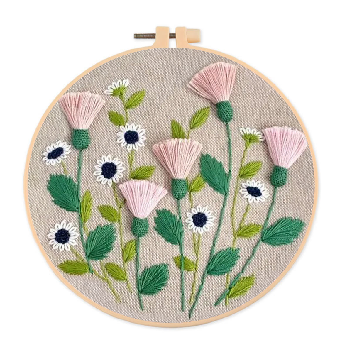 Rubbyoo Embroidery Kit- Pink Floral Pattern | Embroidery Kit For Beginner,Modern  Embroidery - image 1