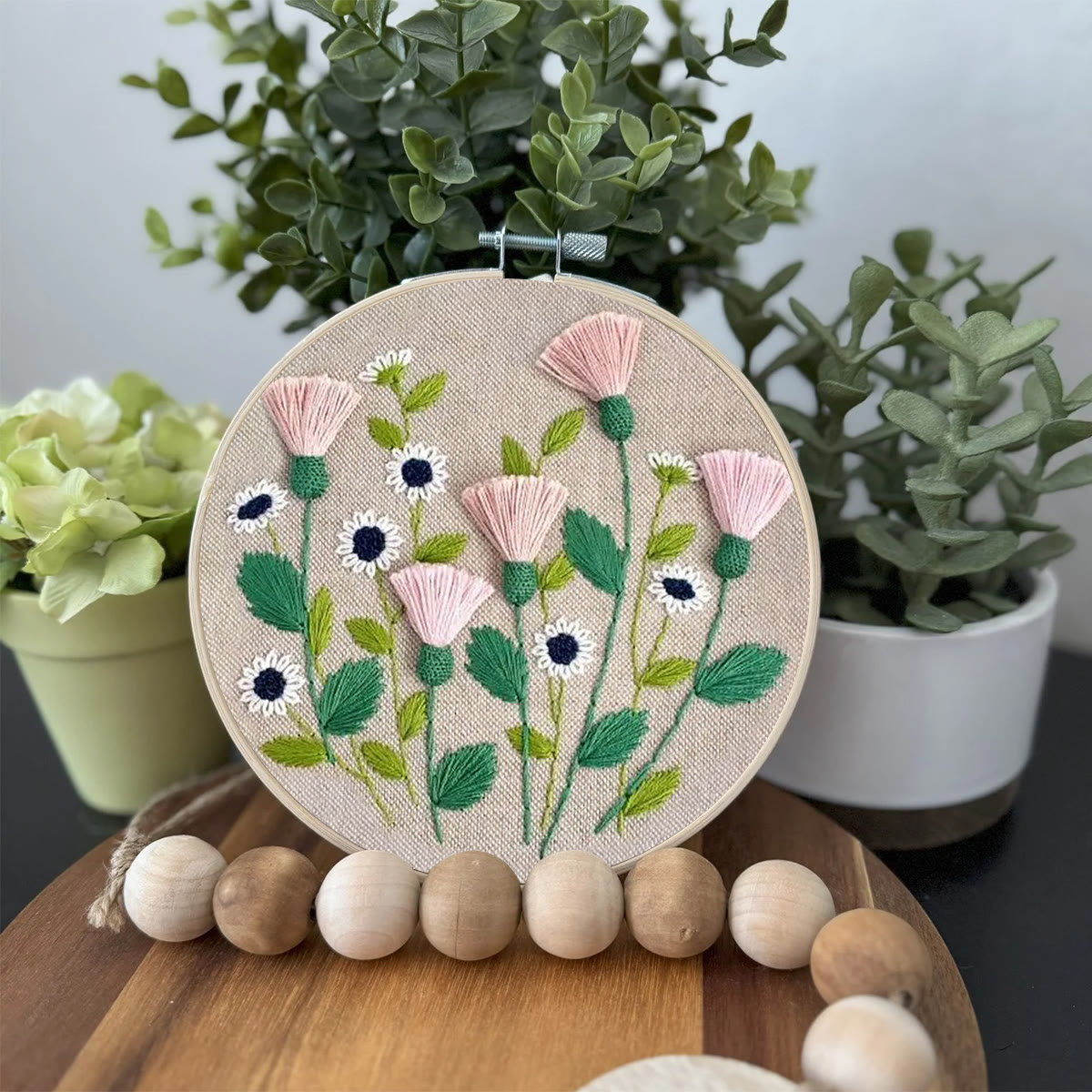 Rubbyoo Embroidery Kit- Pink Floral Pattern | Embroidery Kit For Beginner,Modern  Embroidery - image 3