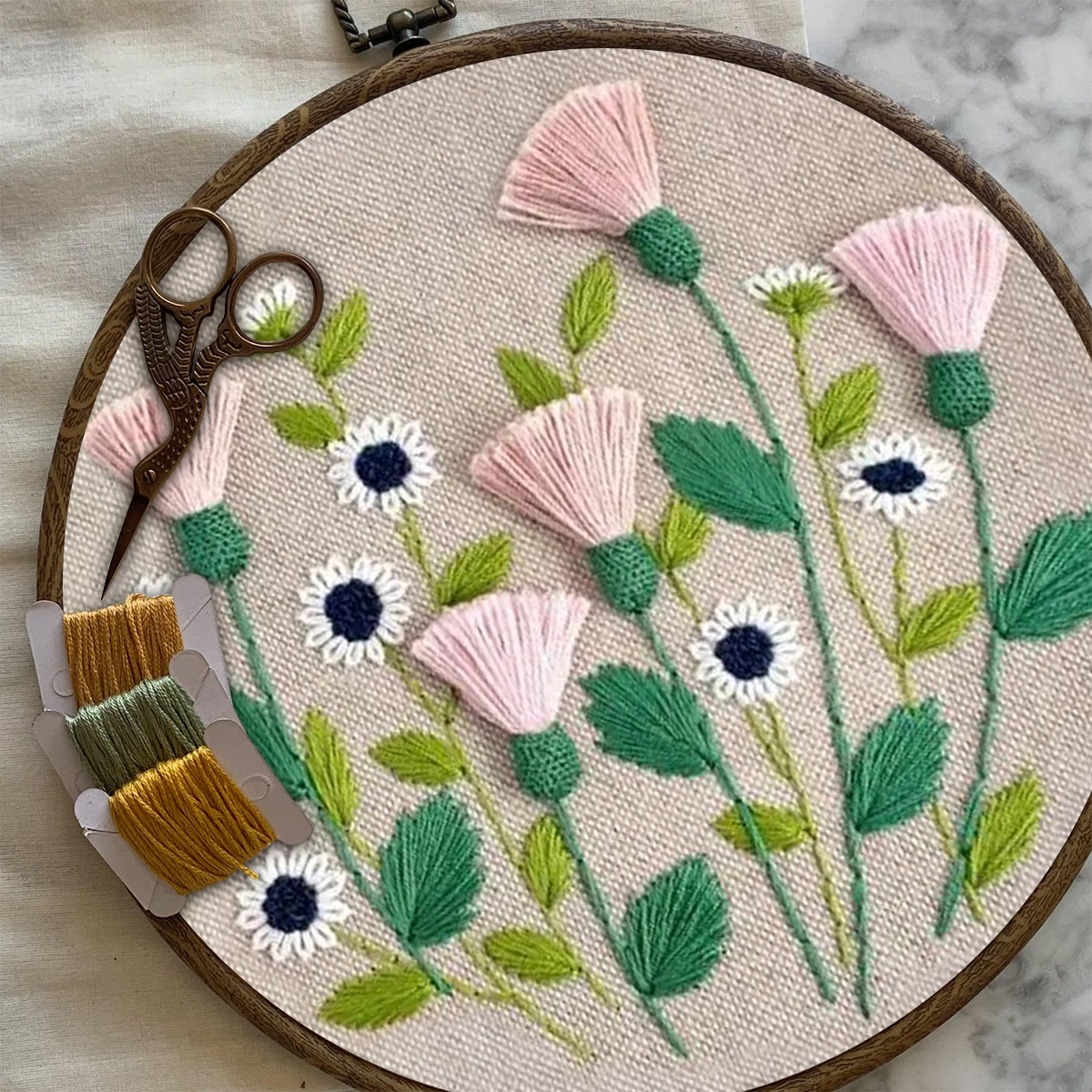 Rubbyoo Embroidery Kit- Pink Floral Pattern | Embroidery Kit For Beginner,Modern  Embroidery - image 6