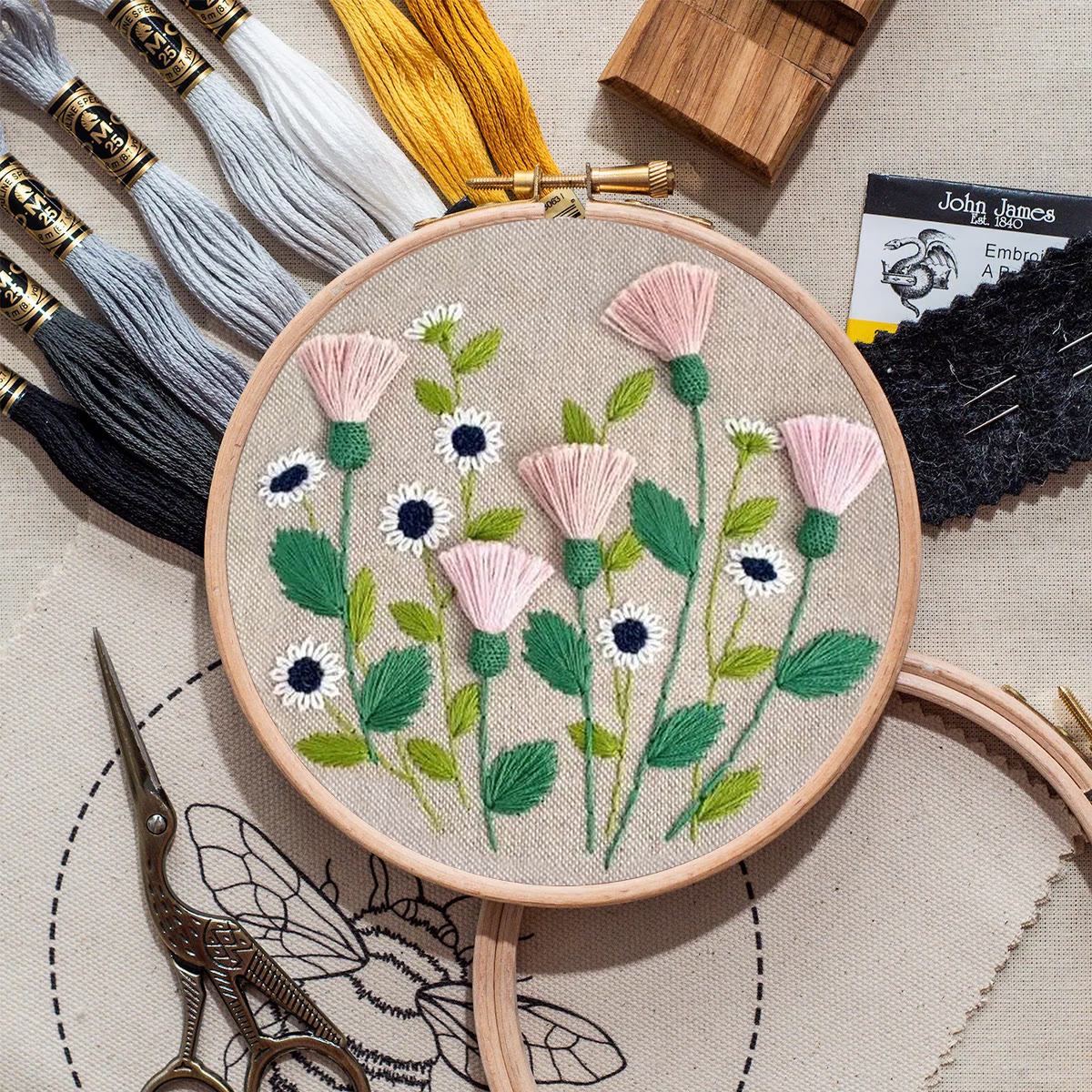 Rubbyoo Embroidery Kit- Pink Floral Pattern | Embroidery Kit For Beginner,Modern  Embroidery - image 8