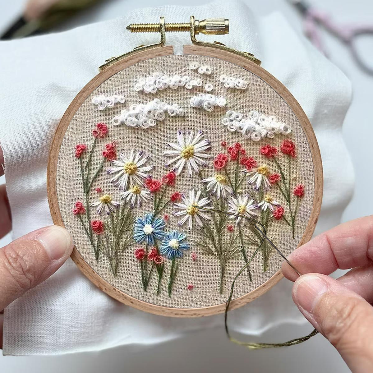 Rubbyoo Embroidery Kit- Daisy Pattern | Embroidery Kit For Beginner,Modern Embroidery - image 4