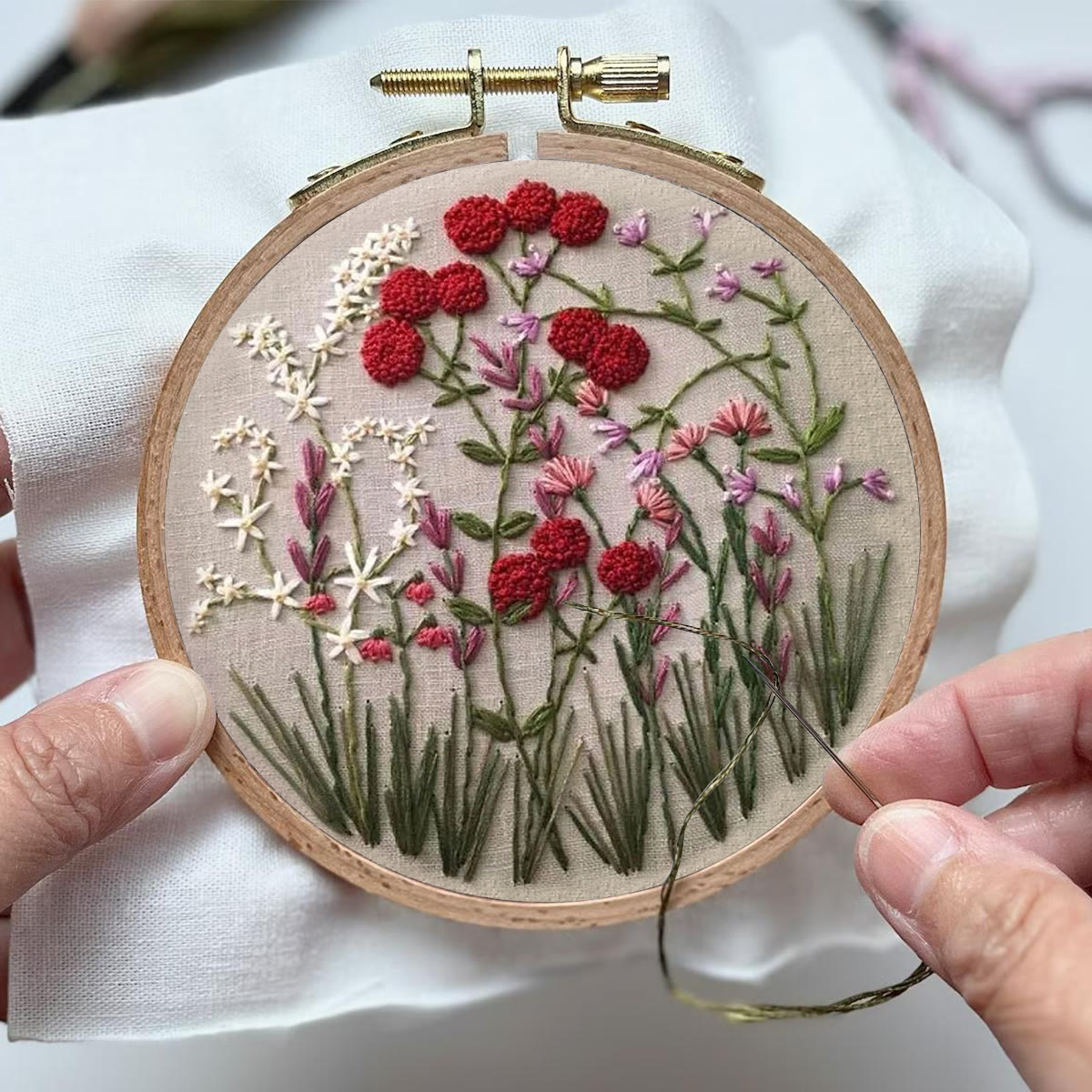 Rubbyoo Embroidery Kit-Floral Plant Pattern | Embroidery Kit For Beginner,Modern Embroidery - image 4