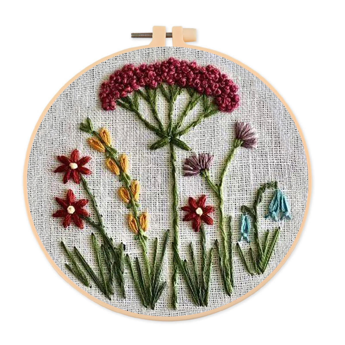 Rubbyoo Embroidery Kit- Red Floral  Pattern | Embroidery Kit For Beginner,Modern Embroidery,Cross Stitch - image 1