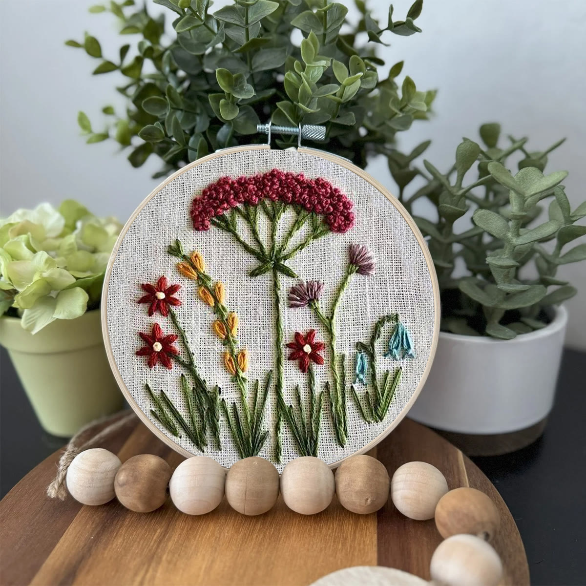 Rubbyoo Embroidery Kit- Red Floral  Pattern | Embroidery Kit For Beginner,Modern Embroidery,Cross Stitch - image 3