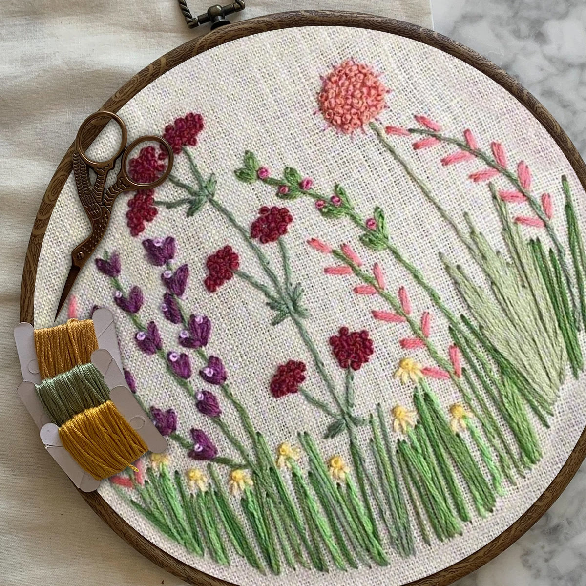 Rubbyoo Embroidery Kit- Flower Branches  Pattern | Embroidery Kit For Beginner,Modern Embroidery,Cross Stitch - image 7