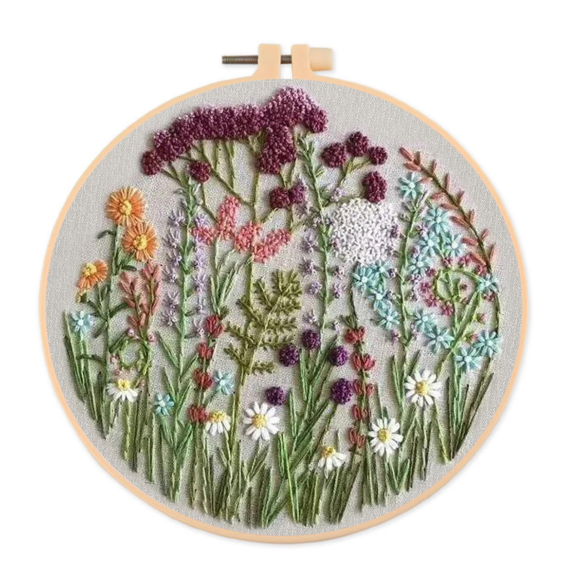 Rubbyoo Embroidery Kit- Cloroful Flower  Pattern | Embroidery Kit For Beginner,Modern Embroidery,Cross Stitch - image 1