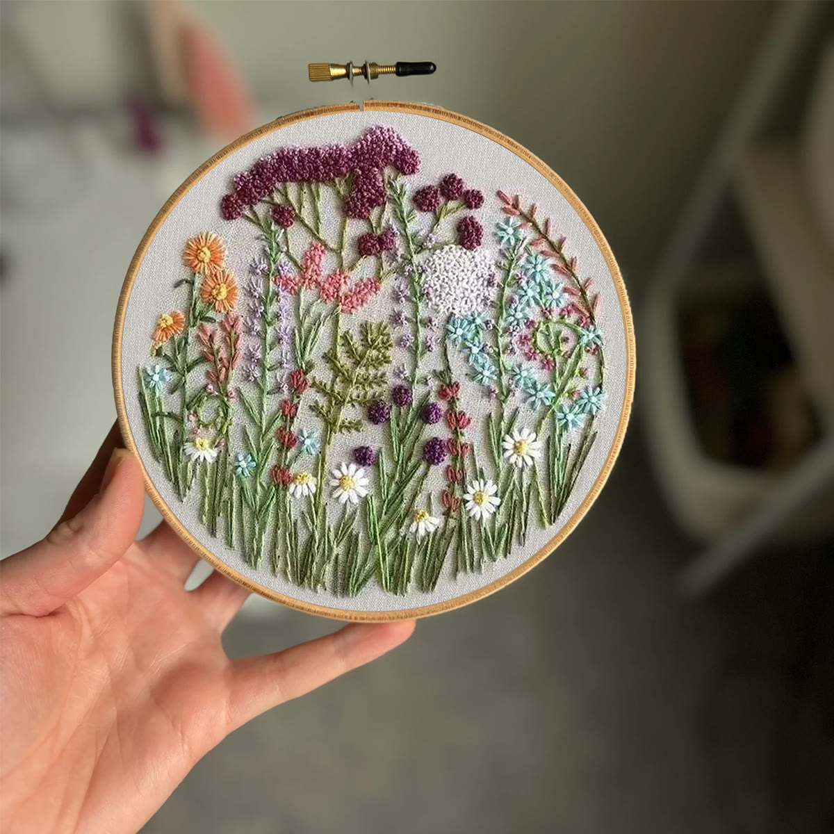 Rubbyoo Embroidery Kit- Cloroful Flower  Pattern | Embroidery Kit For Beginner,Modern Embroidery,Cross Stitch - image 2