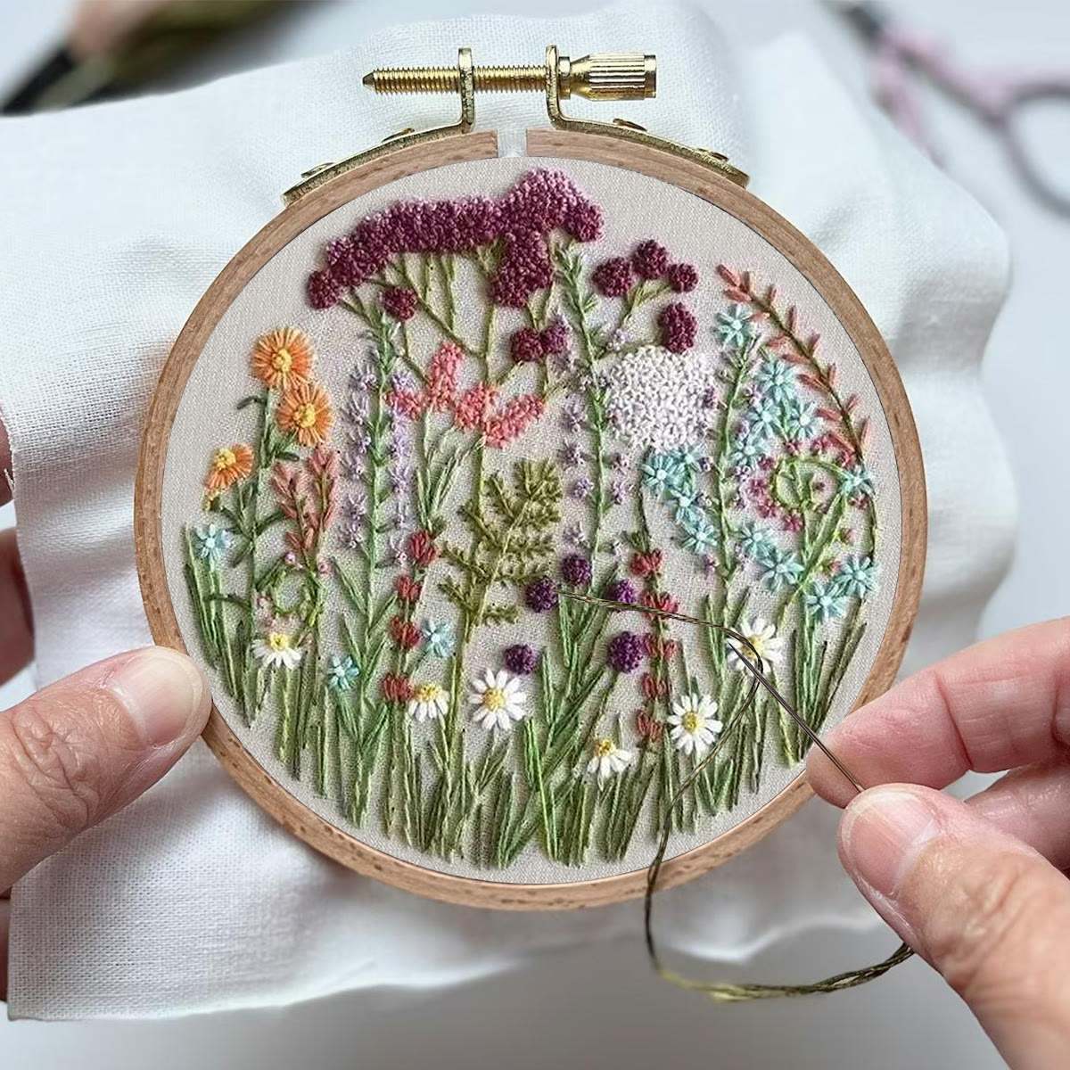 Rubbyoo Embroidery Kit- Cloroful Flower  Pattern | Embroidery Kit For Beginner,Modern Embroidery,Cross Stitch - image 4