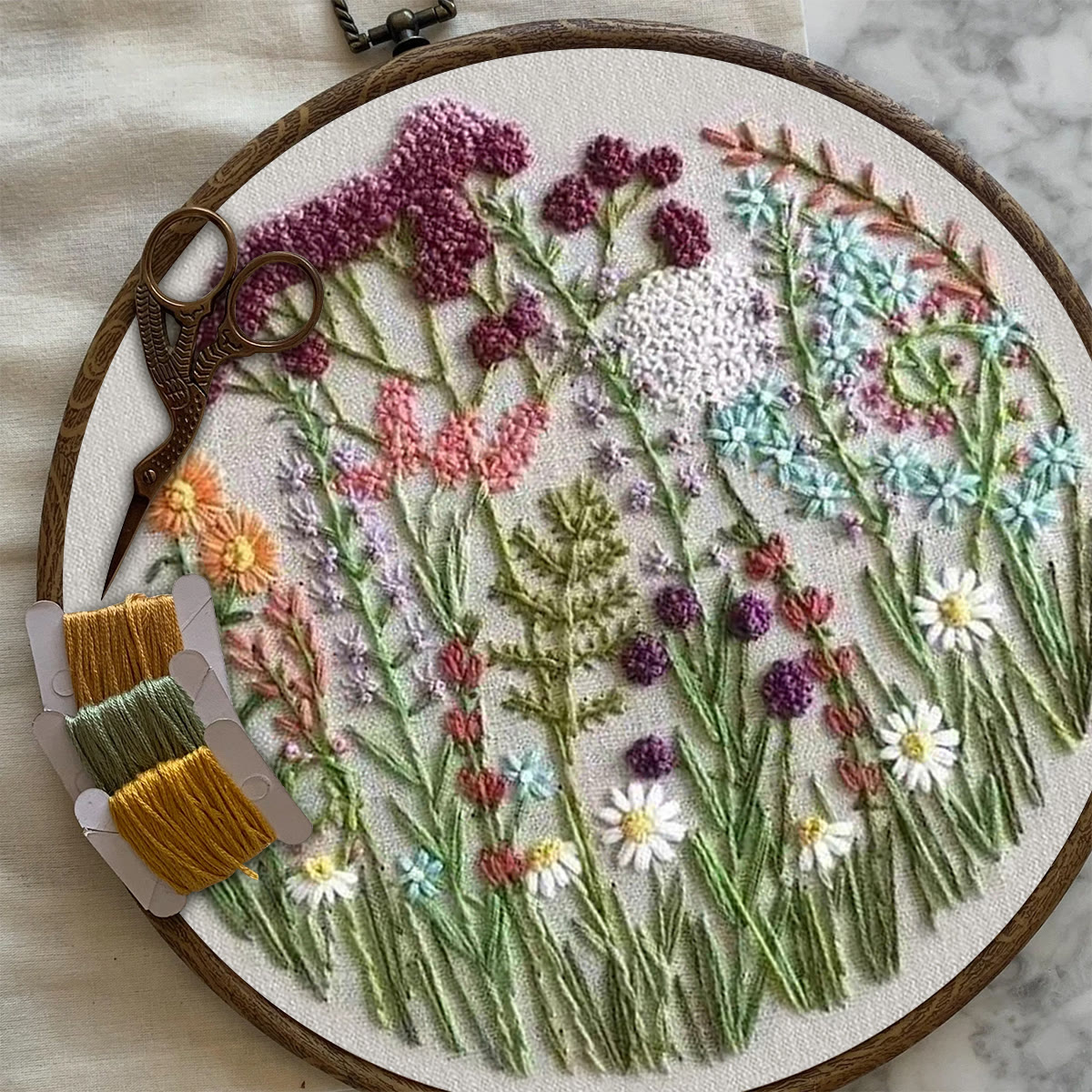 Rubbyoo Embroidery Kit- Cloroful Flower  Pattern | Embroidery Kit For Beginner,Modern Embroidery,Cross Stitch - image 7