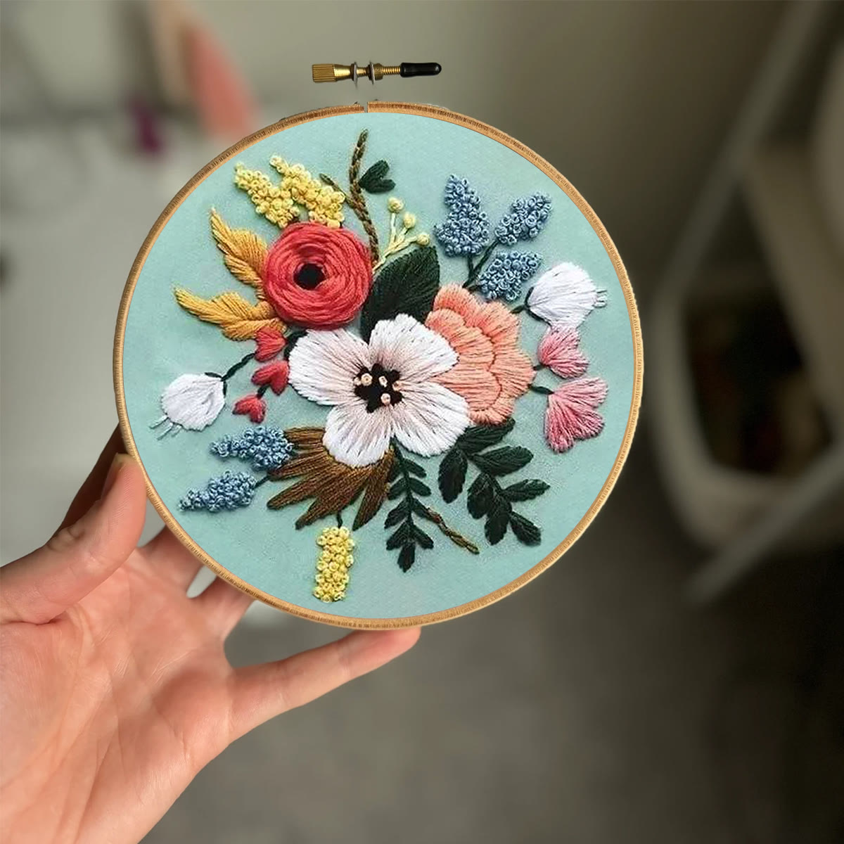 Rubbyoo Embroidery Kit- Modern Flower Design | Diy Craft Kits,Hand Stitch,For Craft Lover - image 2