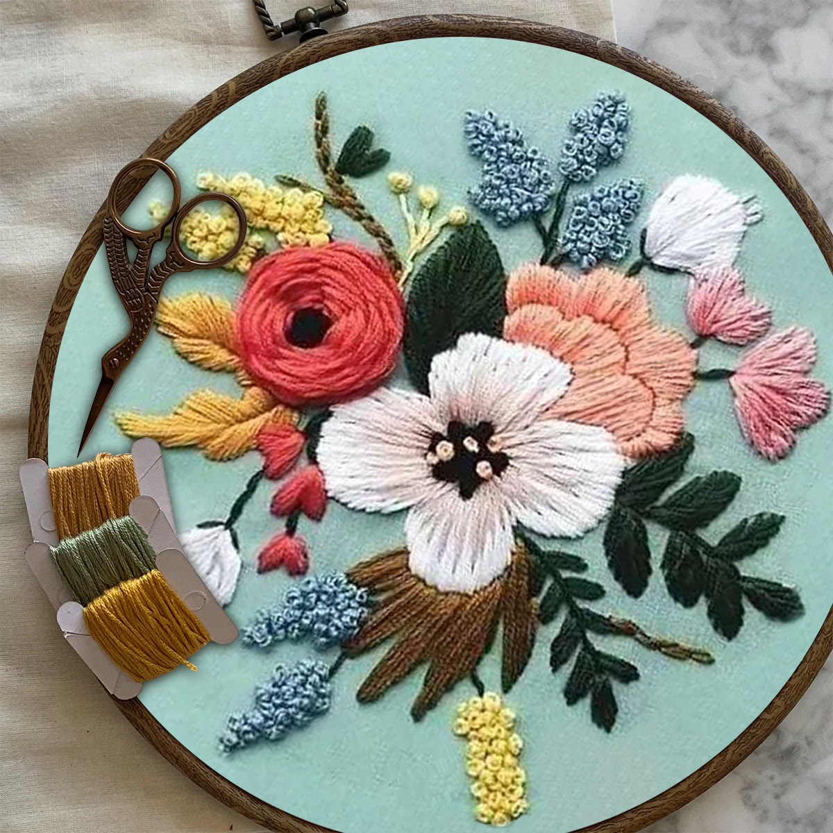 Rubbyoo Embroidery Kit- Modern Flower Design | Diy Craft Kits,Hand Stitch,For Craft Lover - image 7