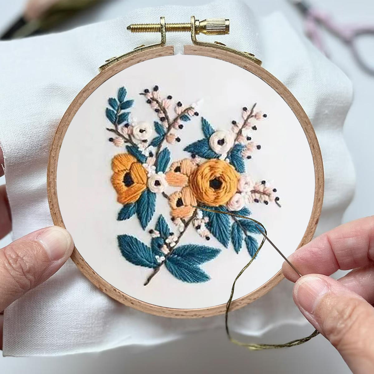 Rubbyoo Embroidery Kit- Modern Flower Design 2 | Diy Craft Kits,Hand Stitch,For Craft Lover - image 3
