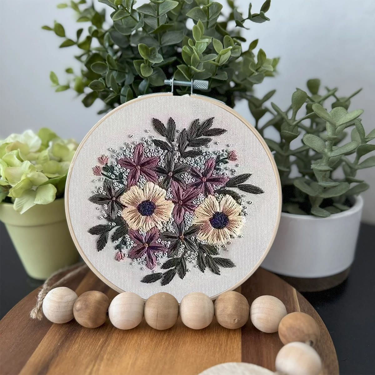 Rubbyoo Embroidery Kit- Purple Flower Design | Diy Craft Kits,Hand Stitch,For Craft Lover - image 3