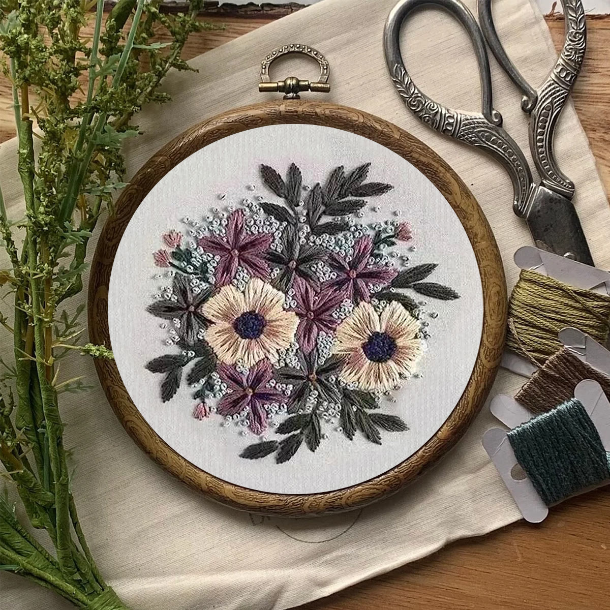 Rubbyoo Embroidery Kit- Purple Flower Design | Diy Craft Kits,Hand Stitch,For Craft Lover - image 7