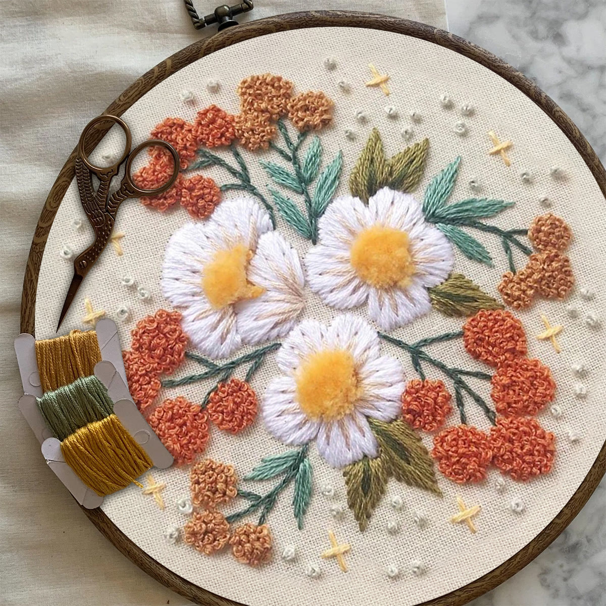 Rubbyoo Embroidery Kit- Modern 3D Floral  | Diy Craft Kits,Hand Stitch,For Craft Lover - image 7