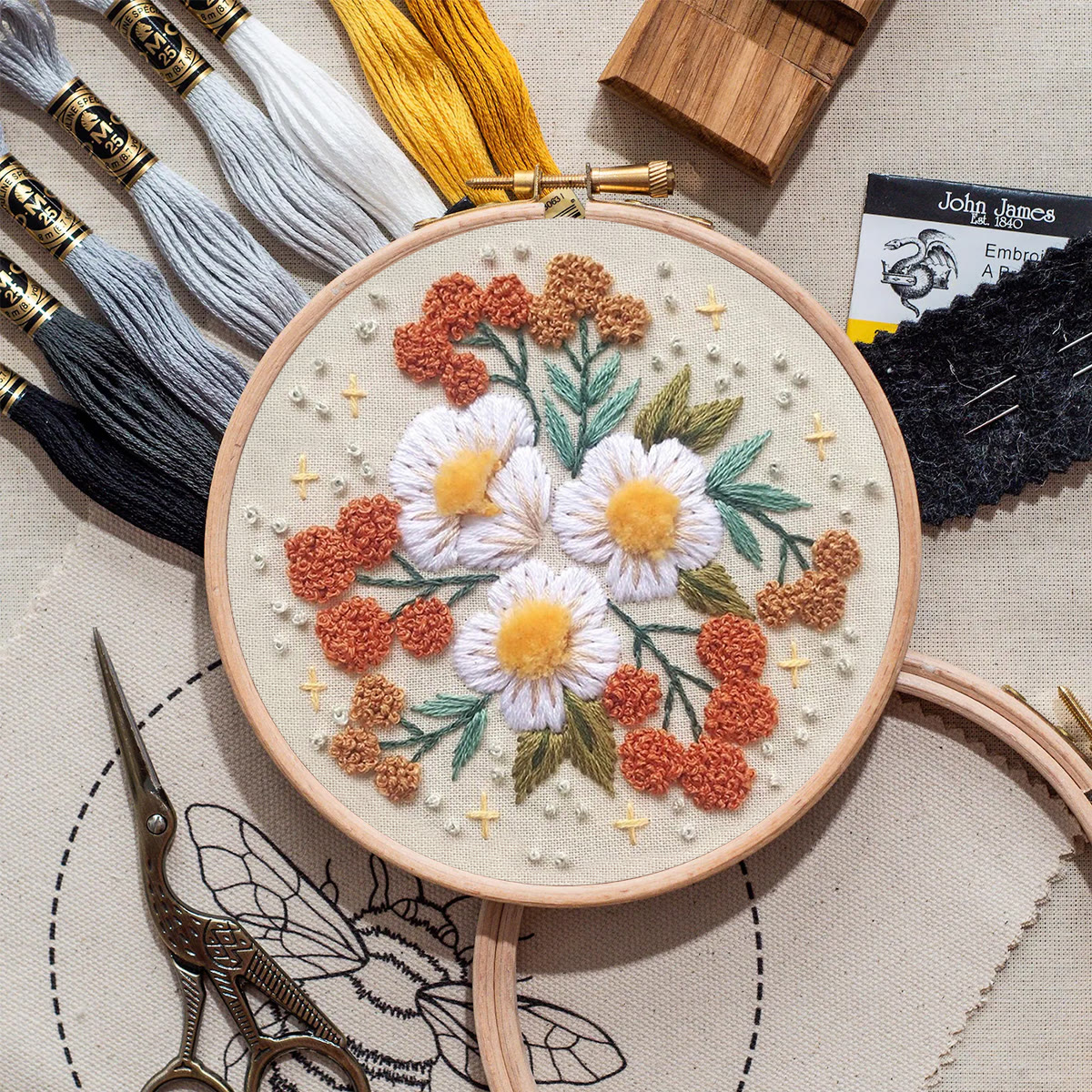Rubbyoo Embroidery Kit- Modern 3D Floral  | Diy Craft Kits,Hand Stitch,For Craft Lover - image 9