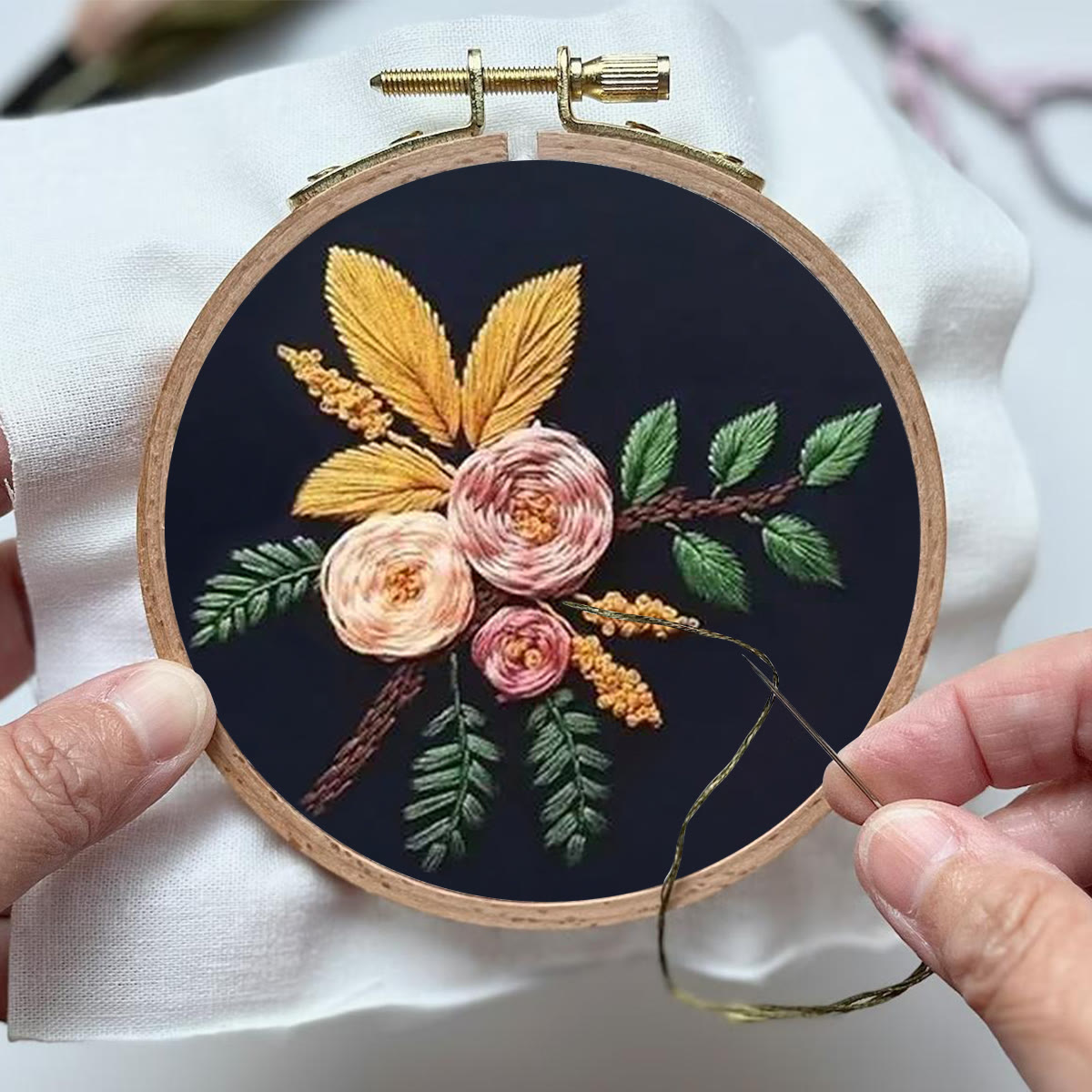 Rubbyoo Embroidery Kit- Flowers And Branches  | Diy Craft Kits,Hand Stitch,For Craft Lover - image 4