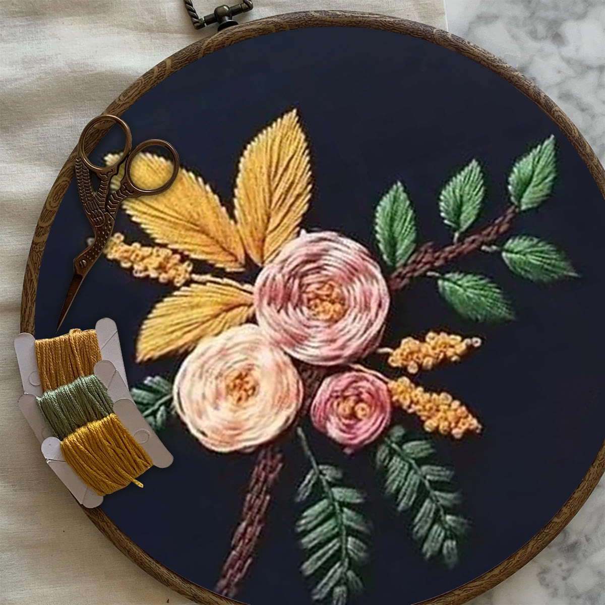 Rubbyoo Embroidery Kit- Flowers And Branches  | Diy Craft Kits,Hand Stitch,For Craft Lover - image 7