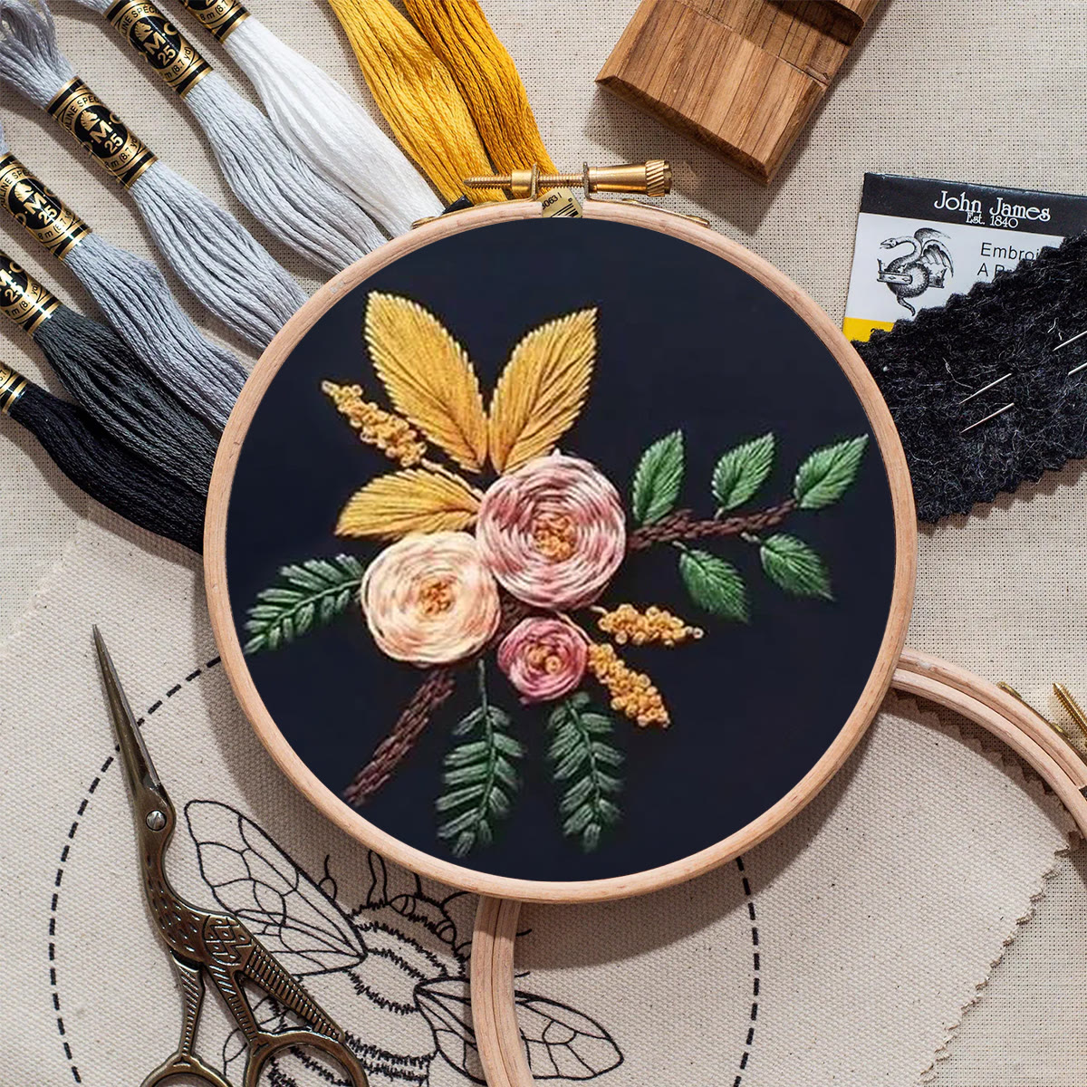 Rubbyoo Embroidery Kit- Flowers And Branches  | Diy Craft Kits,Hand Stitch,For Craft Lover - image 9