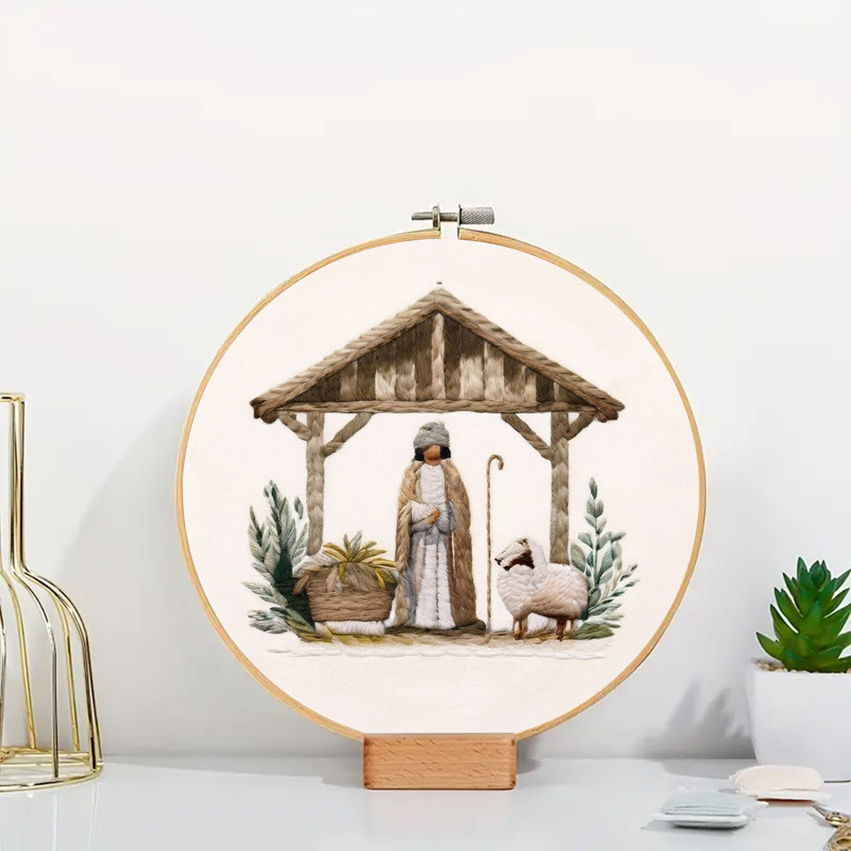 Rubbyoo Embroidery Kit - Mary And Joseph Admiring Baby Jesus In The Manger - image 3