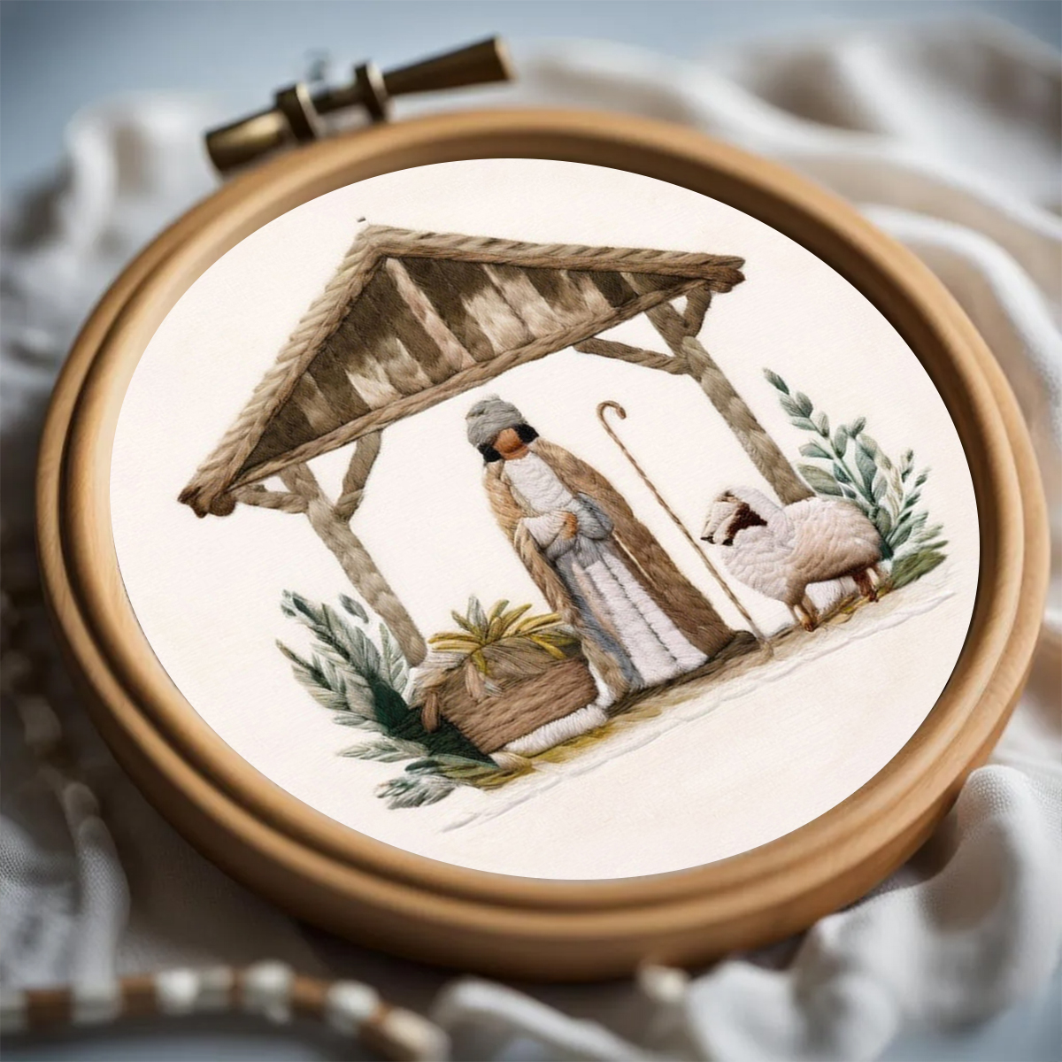 Rubbyoo Embroidery Kit - Mary And Joseph Admiring Baby Jesus In The Manger - image 7