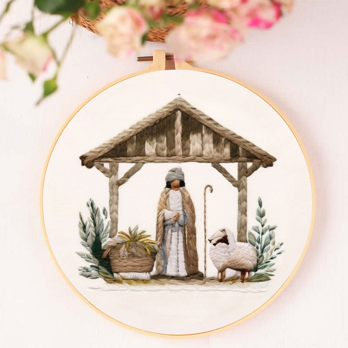 Rubbyoo Embroidery Kit - Mary And Joseph Admiring Baby Jesus In The Manger - image 10