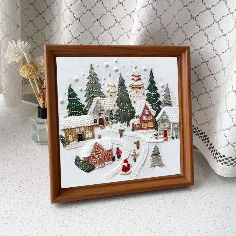 Rubbyoo Embroidery Kit - DIY Handmade Christmas Holiday Village Ornaments - 15*15cm - Embroidery Kit Plus An Extra Frame - image 11